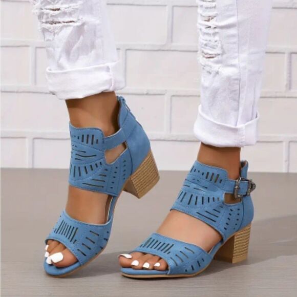 Chunky heel open toe sz 9 - Picture 3 of 3